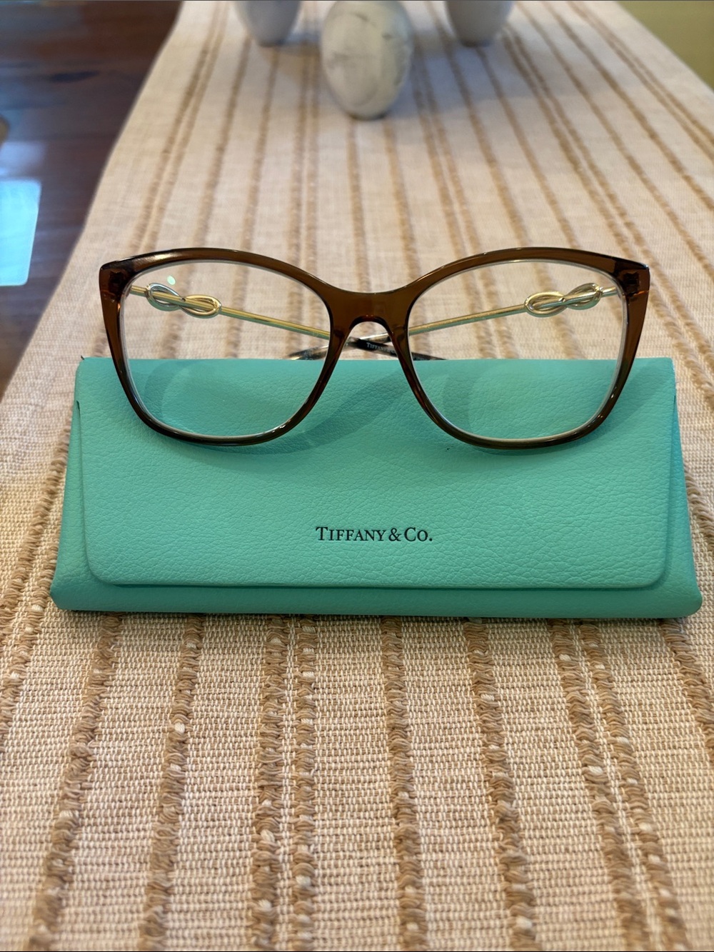 Tiffany & Co. Brown Women's Eyewear with Gold Temple Accents